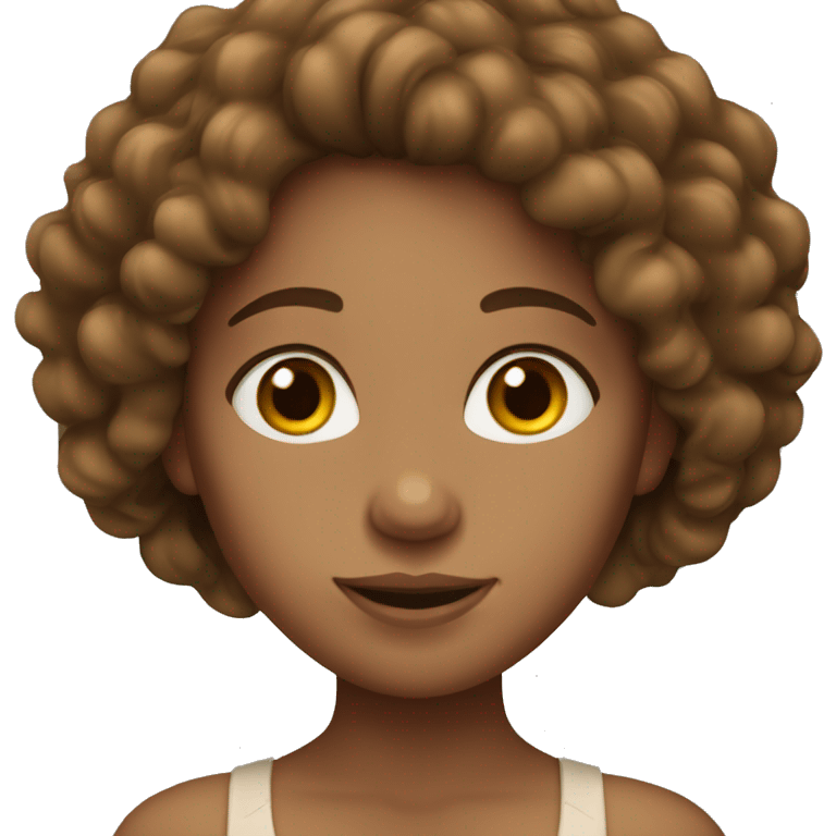 Tan skinned girl with  long brown curly hair emoji