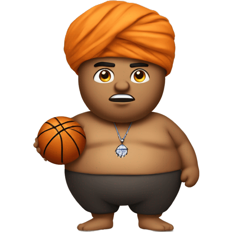 fat indian with turban shooting a basketball emoji