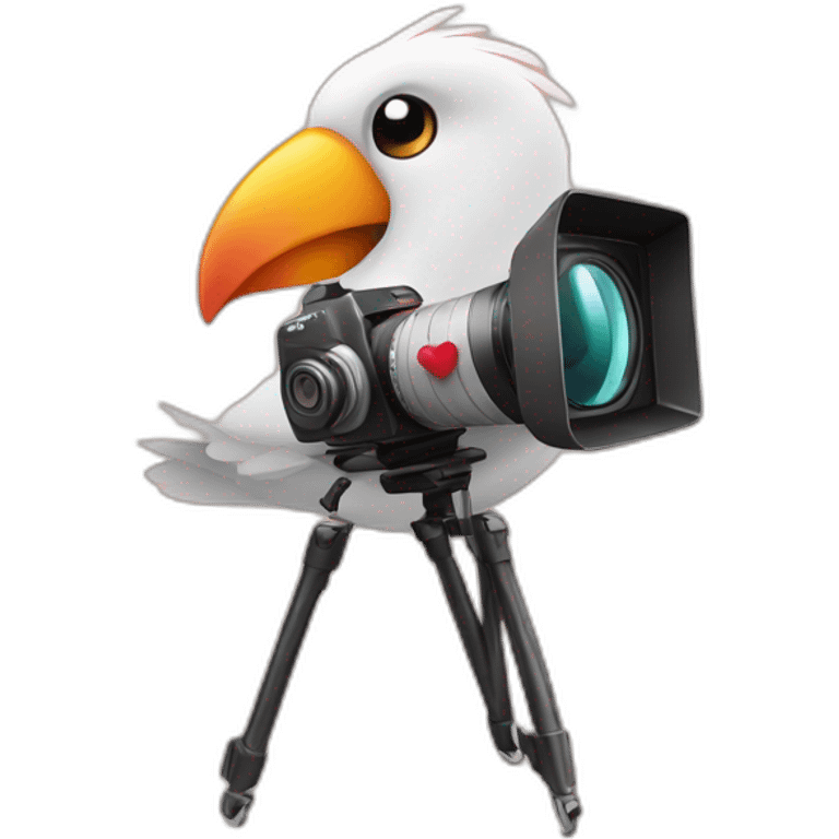 Love bird with a video camera emoji