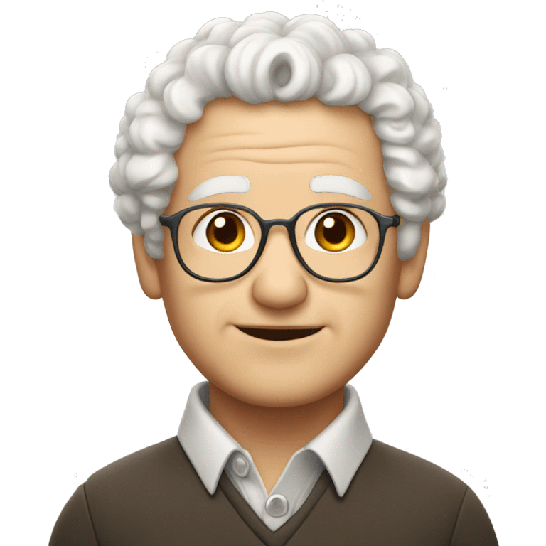 European, white curly hair, man, elderly, earring. emoji