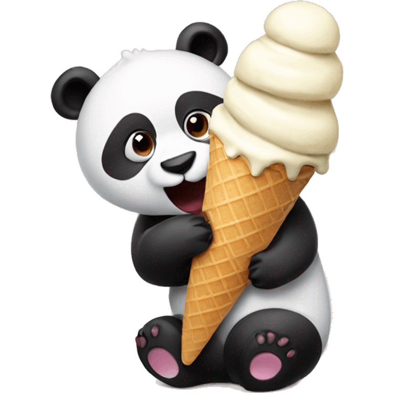 Panda eating ice cream emoji