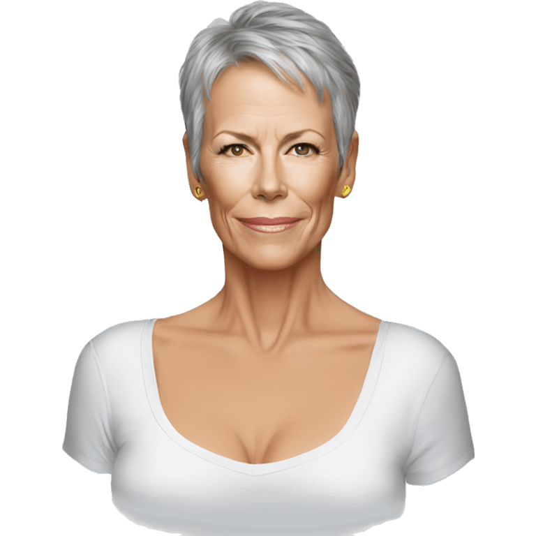 super realistic jamie lee curtis wearing tee emoji