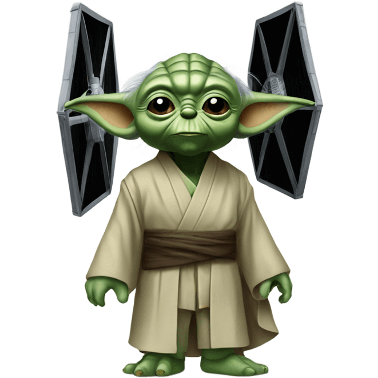 Yoda standing on top of tie fighter emoji