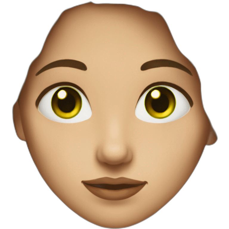 Woman with brown hair and green eyes. Nose ring. emoji