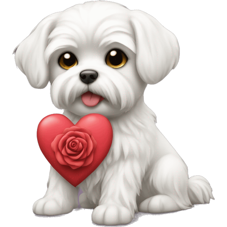 maltese with rose heart emoji