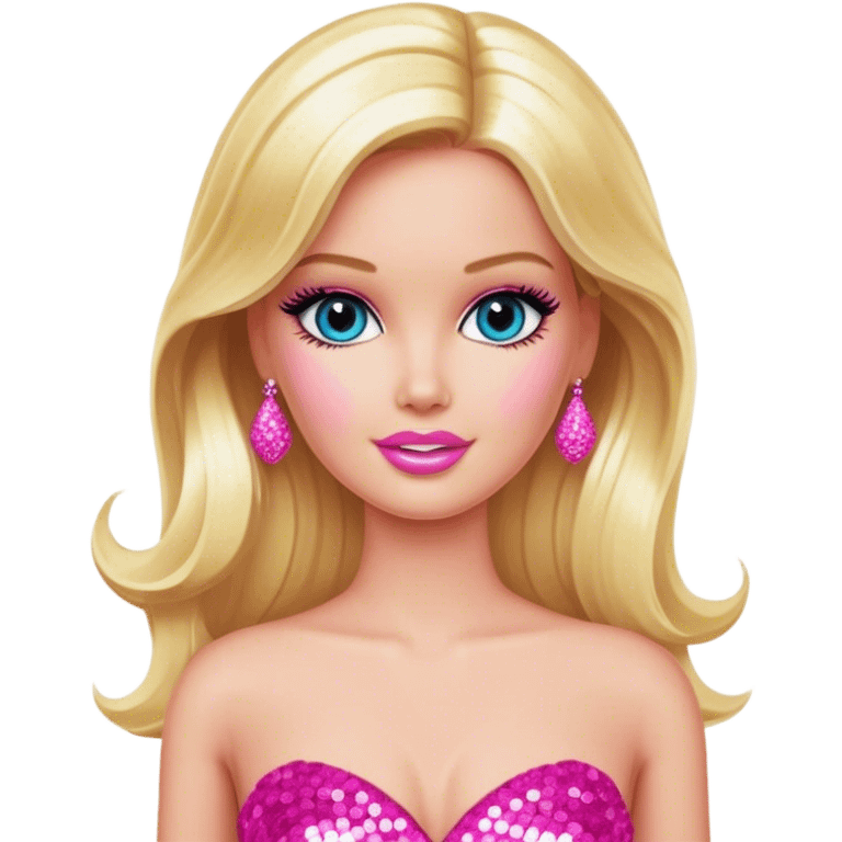 Glamorous blonde Barbie, hot pink sequin gown emoji