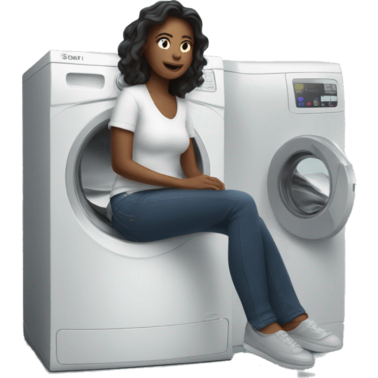 Woman sitting on top of a washing machine emoji