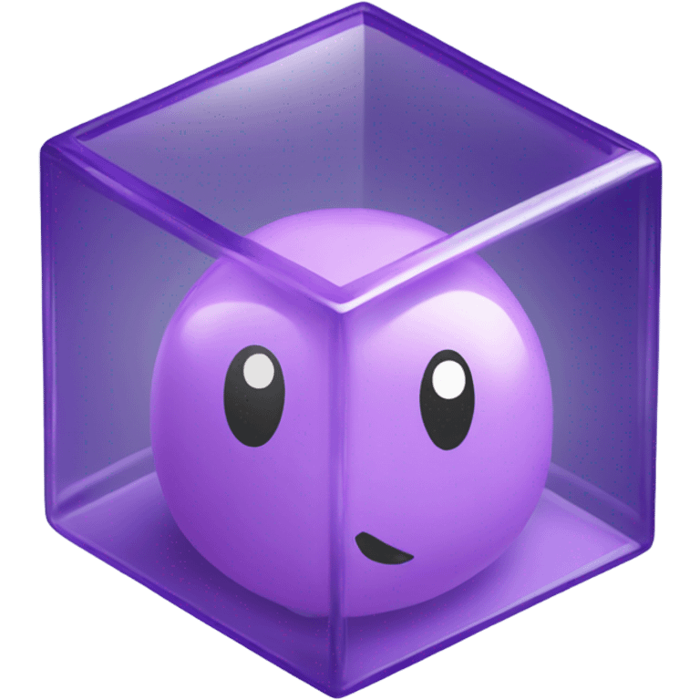 purple cube inside another glass cube isometric view emoji