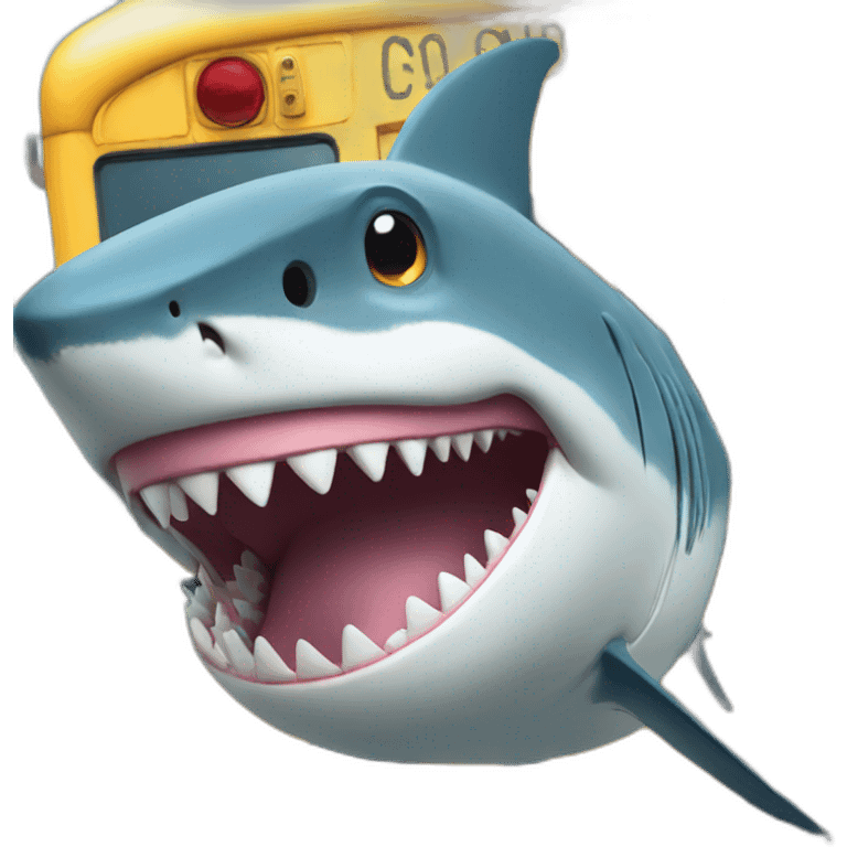 shark driving a school bus emoji