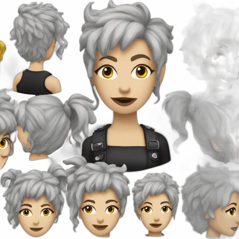 Grayhaired woman in punk rock style emoji