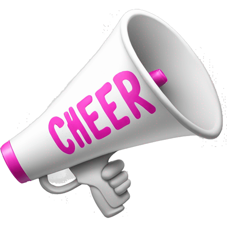 White Megaphone with the word cheer in pink emoji