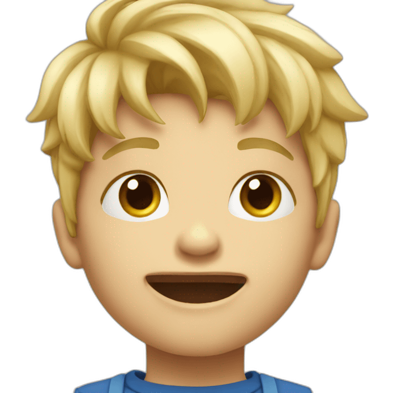 Blonde kid mewing emoji