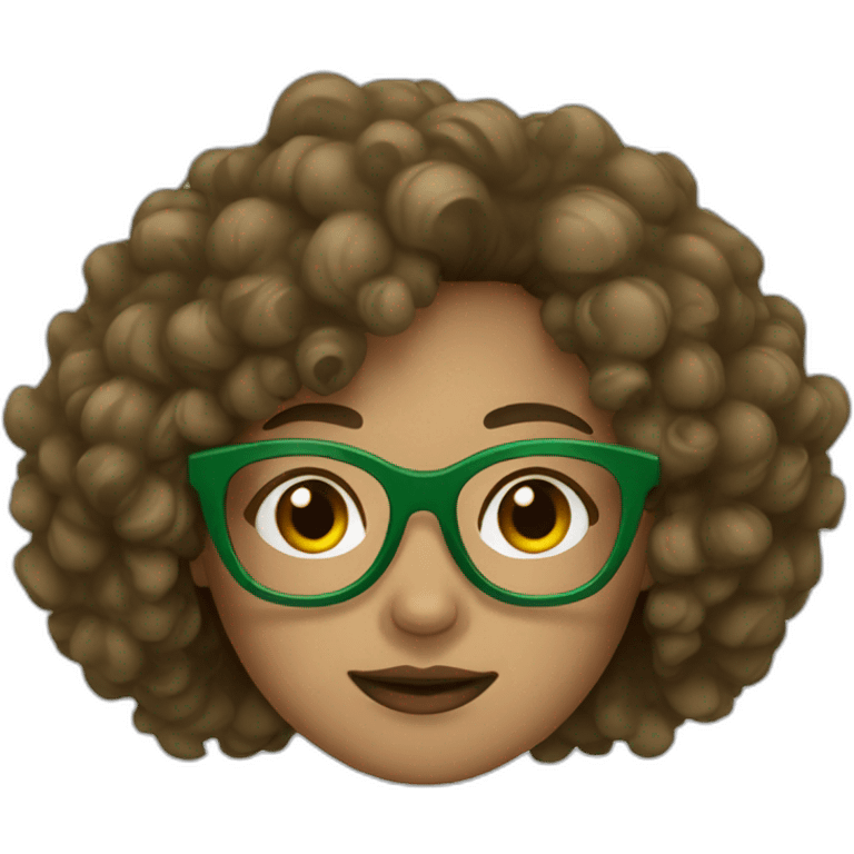 Woman - brown curly hair and Green khaki glasses  emoji