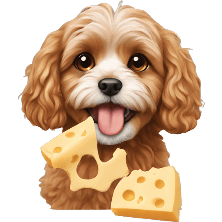 Cavoodle eating cheese emoji