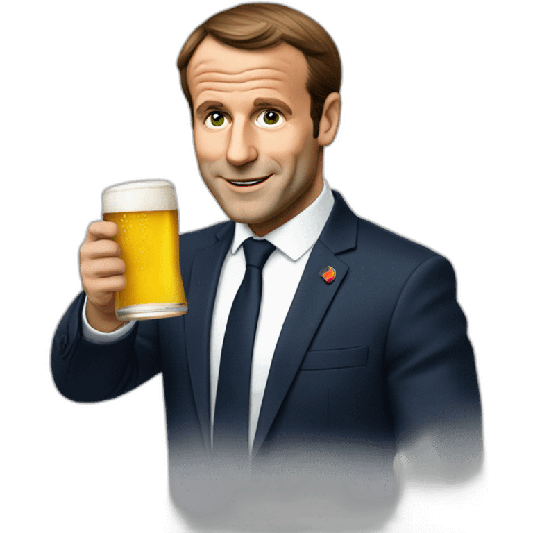 Macron avec une bière emoji