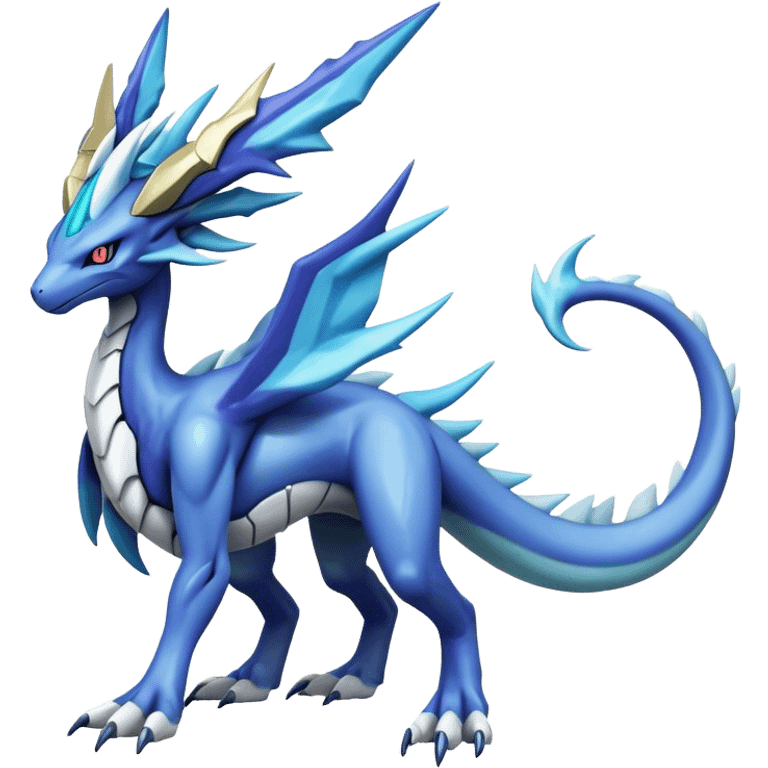  Cool Edgy Shiny Godly Ethereal Futuristic Legendary Digimon-Suicune-Dialga-Kyurem-Latios-Reptile, full body, four legs emoji