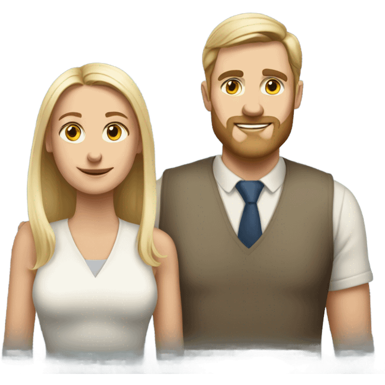 Norwegian couple tall guy short girl full length portrait  emoji