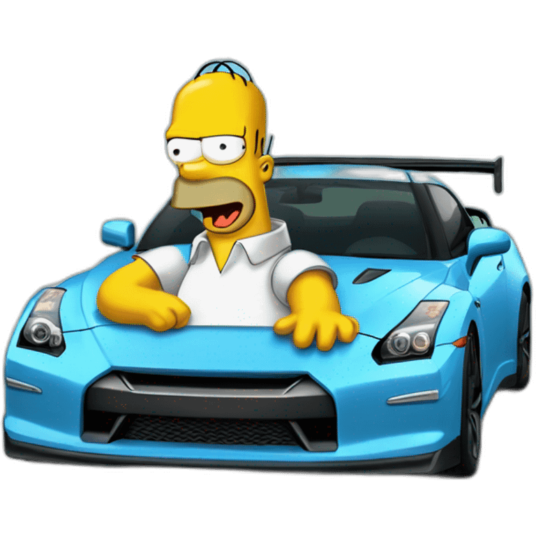 Homer simpson in a nissan gtr emoji