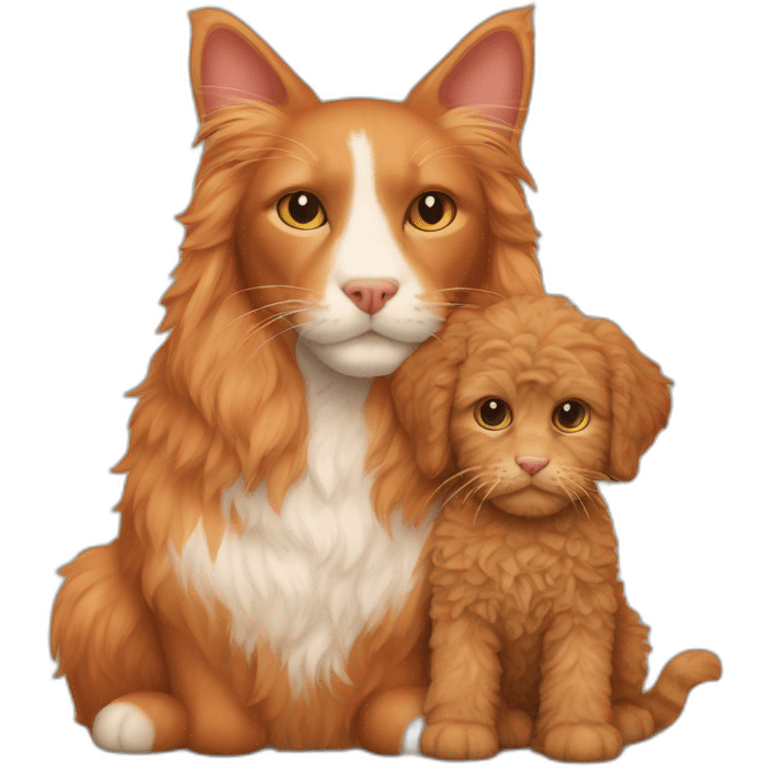 Red cat with labradoodle emoji