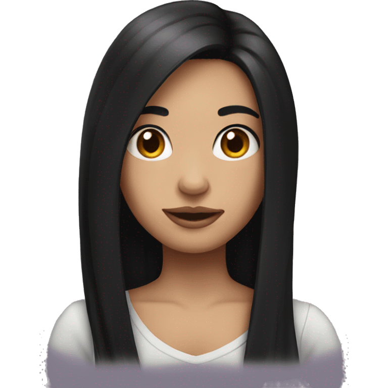 Girl with long black hair and neck tattoo emoji