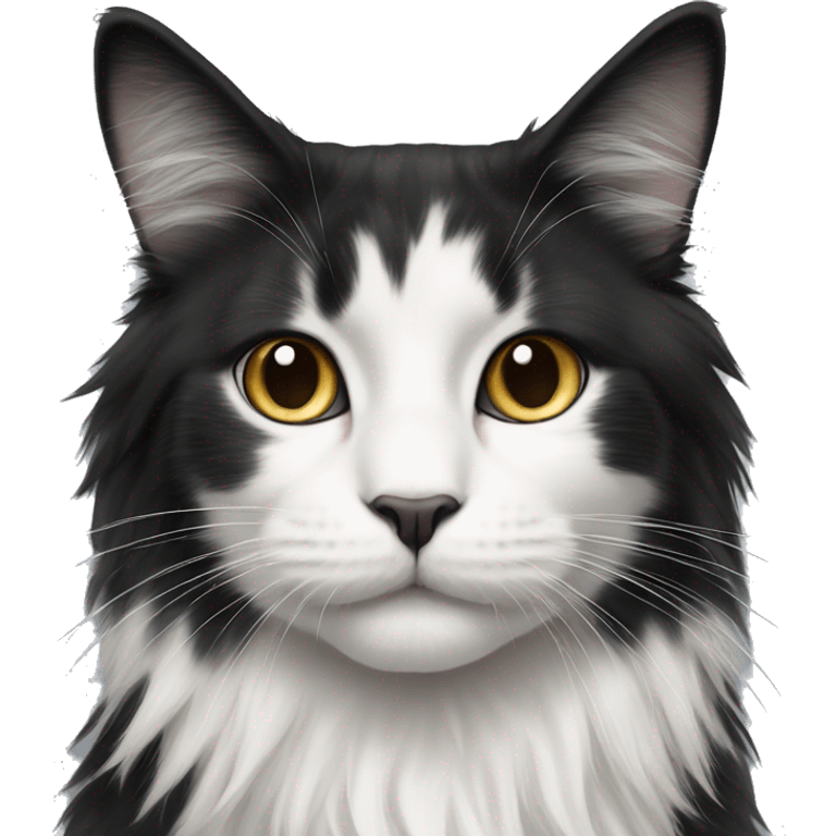 black-and-white cat domestic long-haired emoji