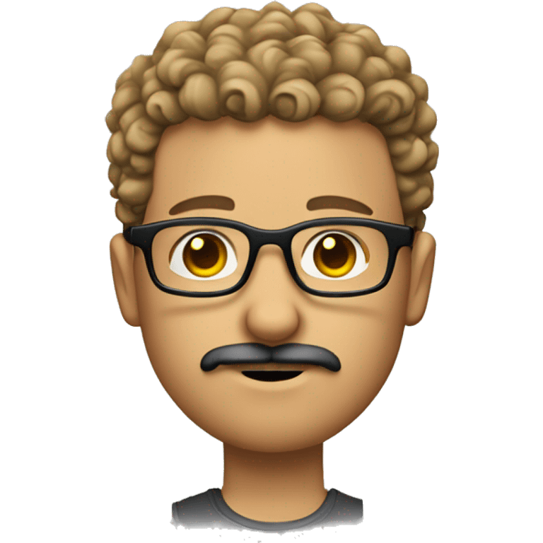 young caucasian curly high fade hair goatee, glasses and mustache emoji