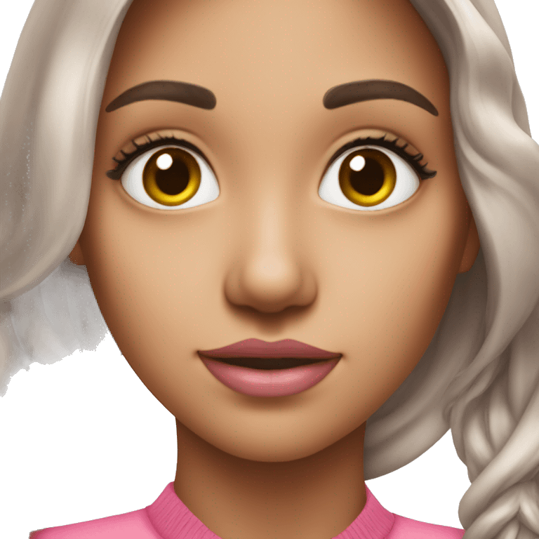 selfie of girl in pink smaill  emoji