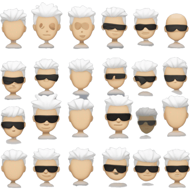  blind fold, white spiky hair emoji