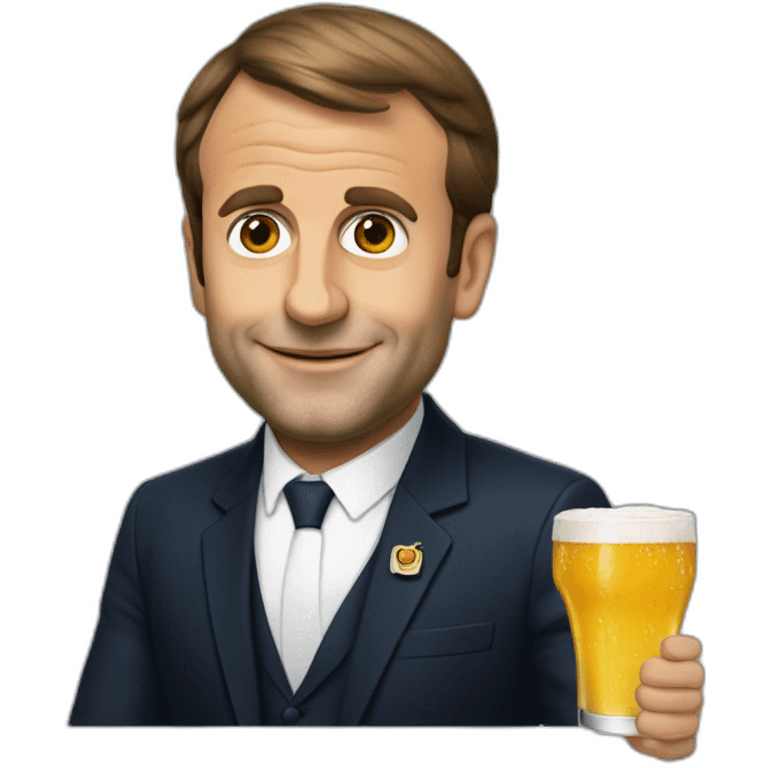 Emanuel Macron drink beer emoji