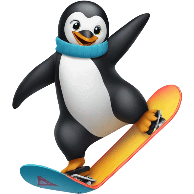 Penguin riding a snowboard  emoji