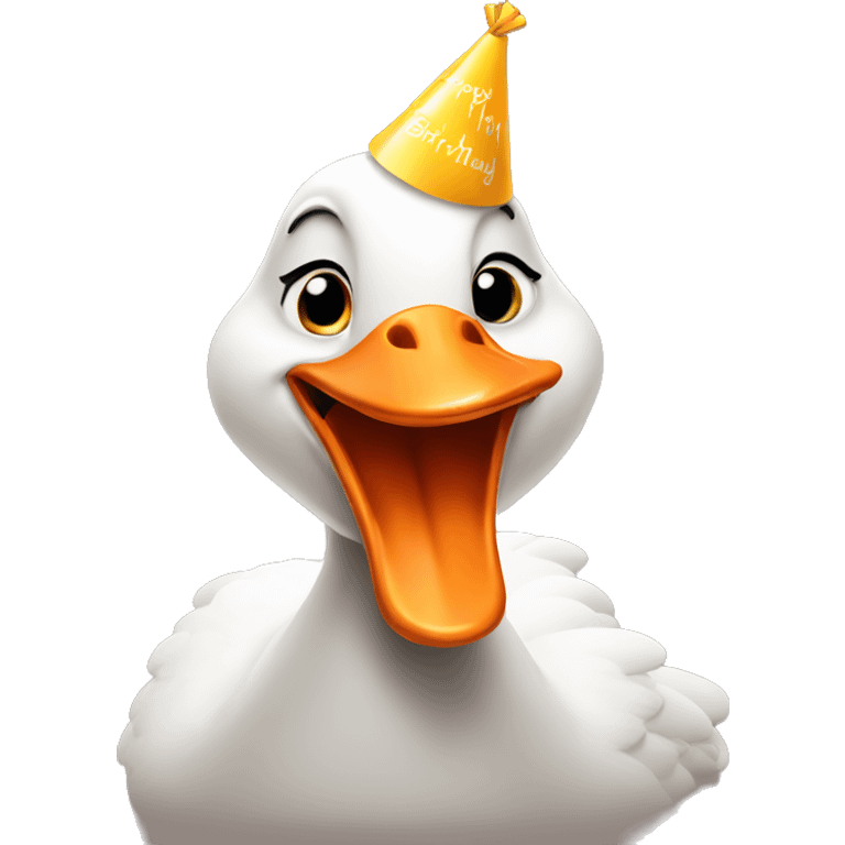 Goose with birthday hat emoji