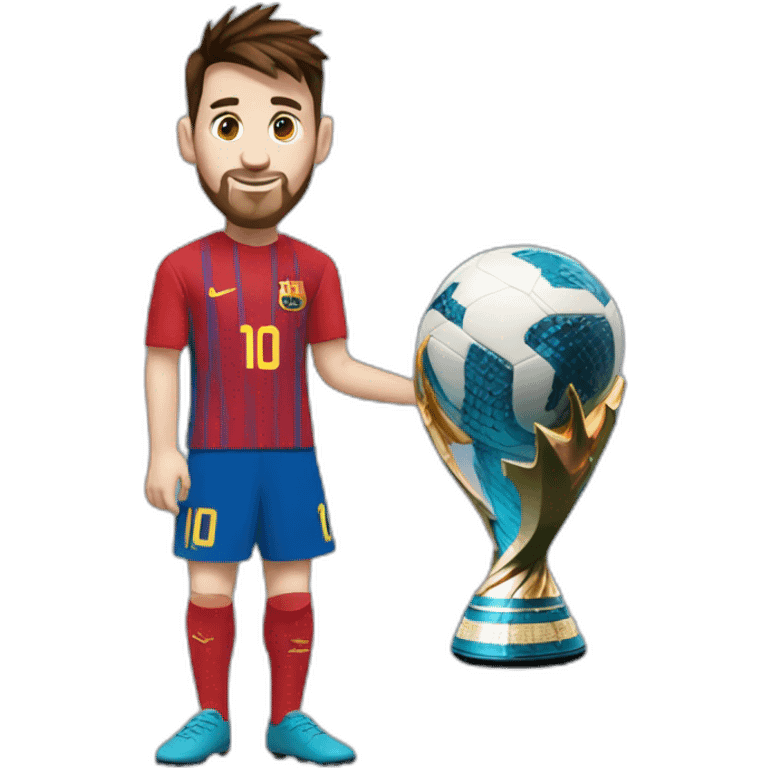 Messi holding the World Cup with number 10 on his chest emoji