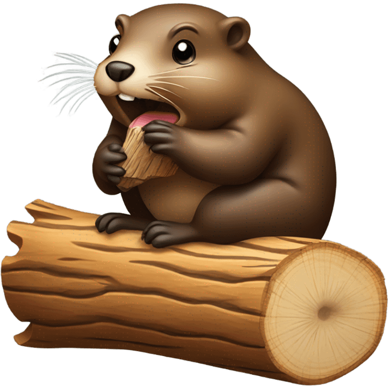 Beaver eating a piece of wood. emoji