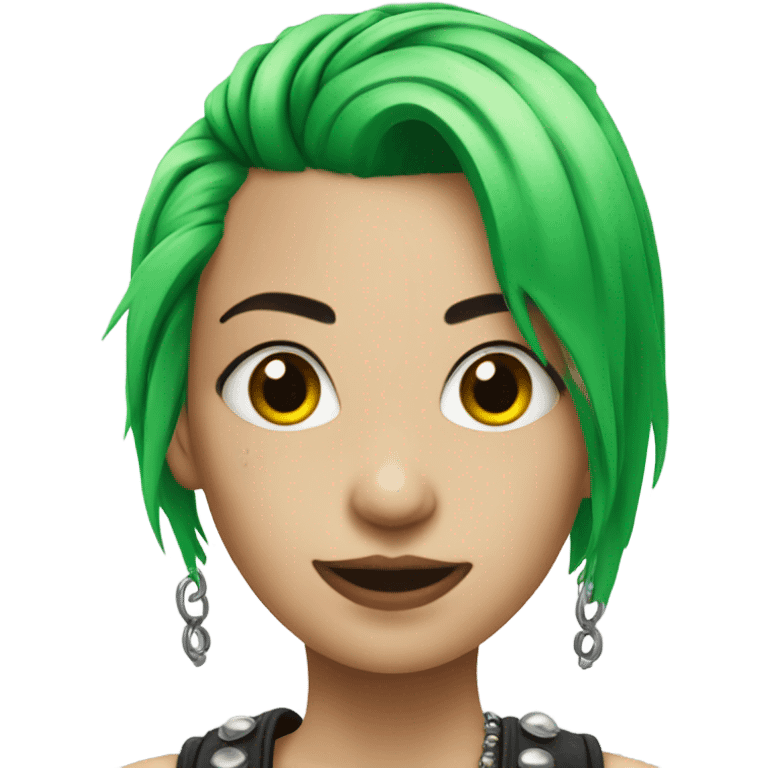 punk girl with piercings and green hair emoji