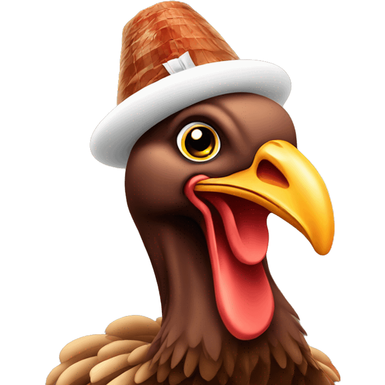 Turkey wearing a turkey hat emoji