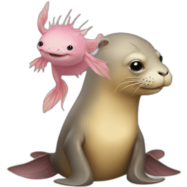 A sea lion with a axolotl emoji