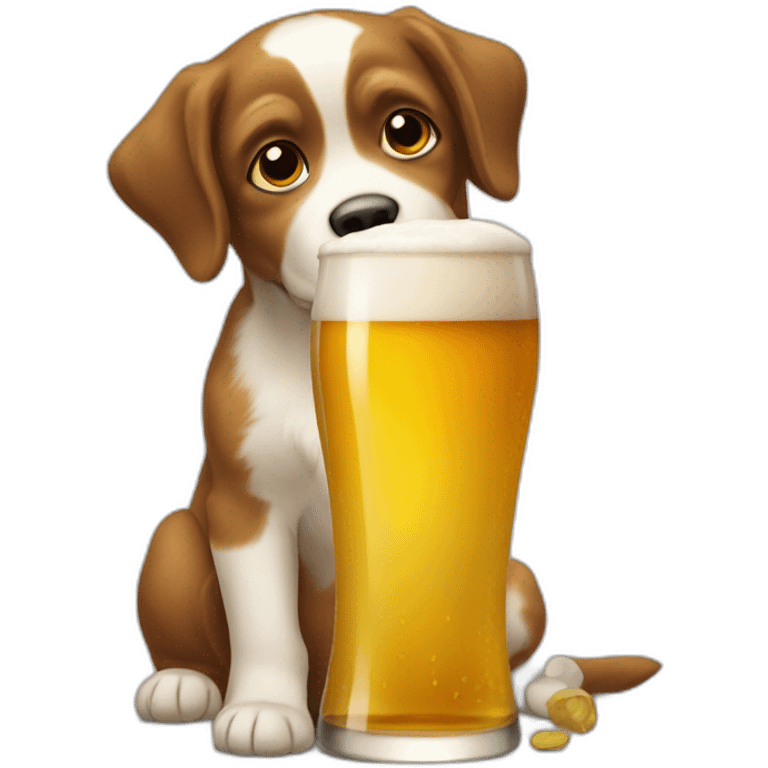 Petit chien buvant une bière emoji