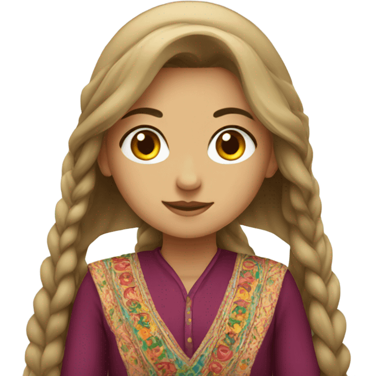 Generate girl emoji in kurdish dress and long hair emoji