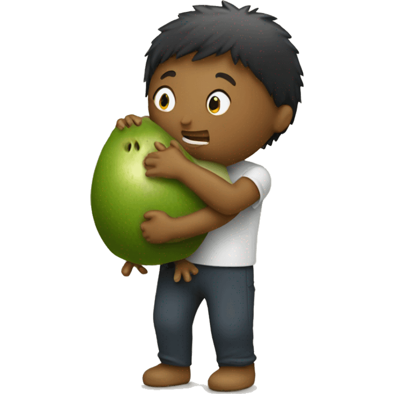 person hugging a kiwi emoji