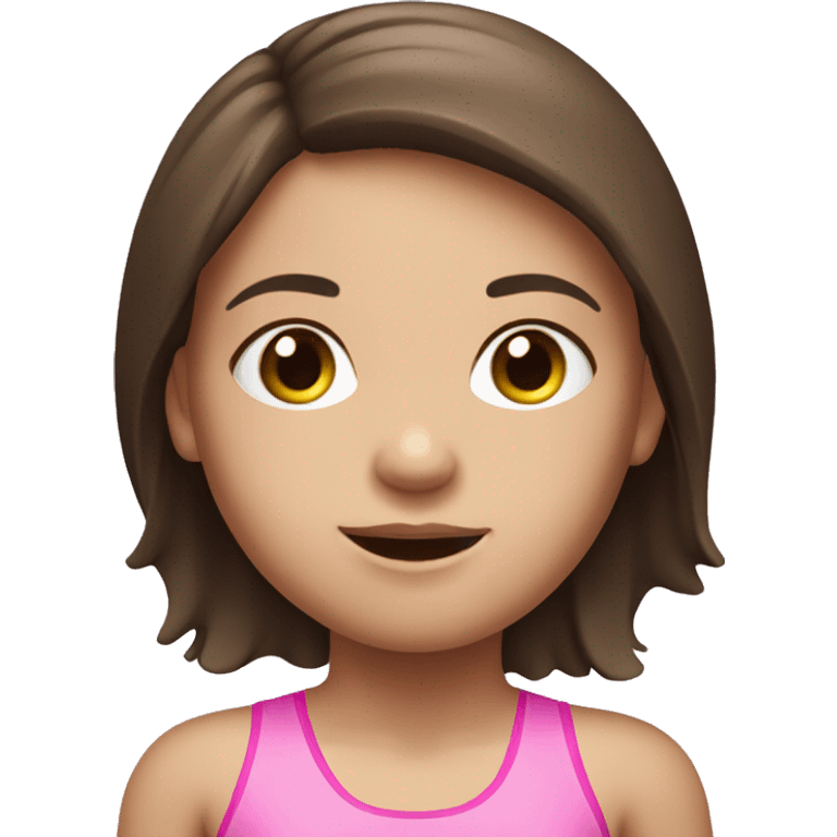 swimming little white girl with pink swimming suit dark brown long hair emoji