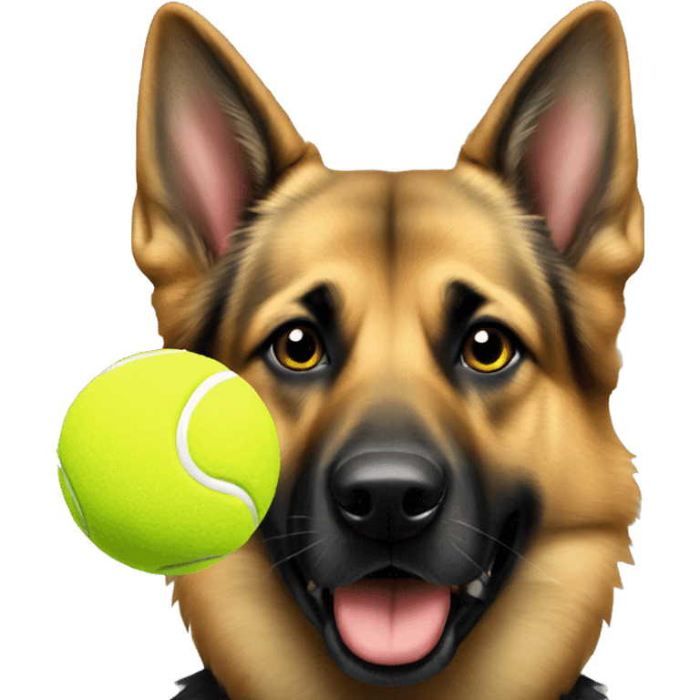 German Shepard tennis ball in mouth  emoji