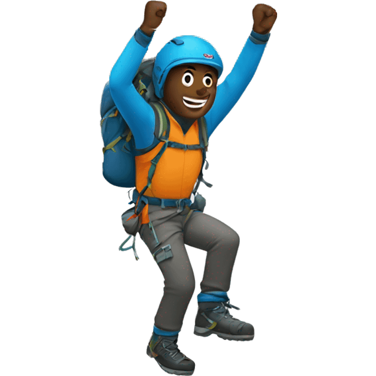 guy in mountain climbing gear dancing silly emoji