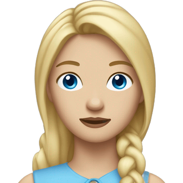 woman with blue eyes and medium blonde hair and horse emoji