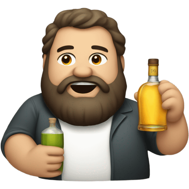 Fat bearded drunk man in tequila  emoji