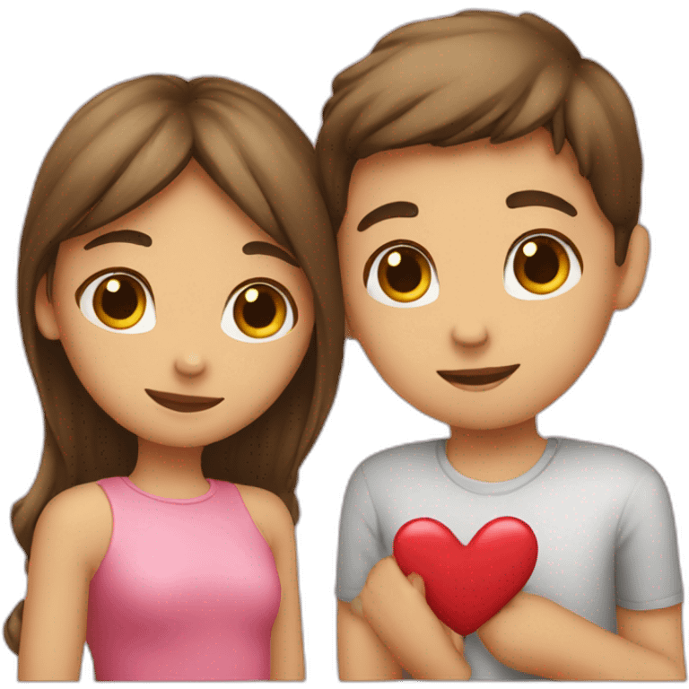 Girl showing heart emoji to boy emoji