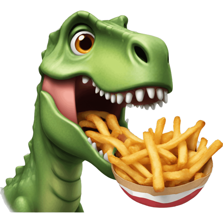 Dinosaur eating a fry emoji