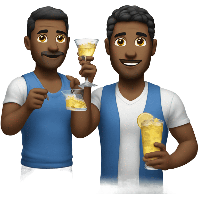 Two fit men with vodka in hand emoji