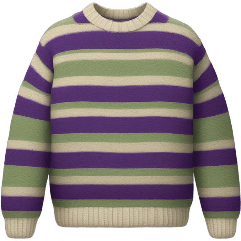 Sage and purple striped cropped oversize wool sweater, isolated emoji