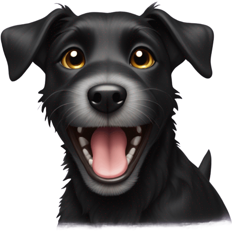 Black terrier mix laughing  emoji