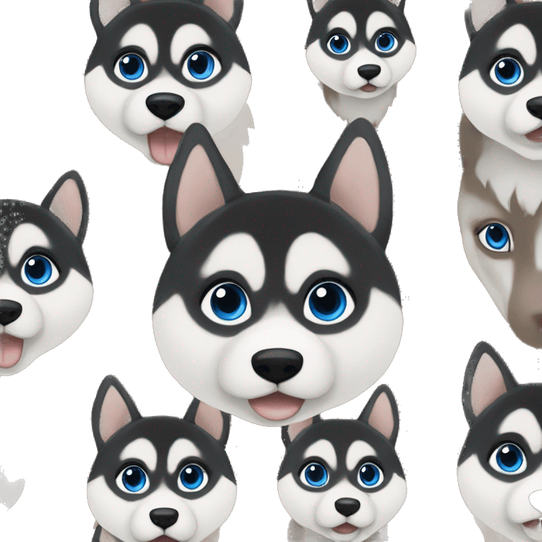 Create a Husky black an Brown with one Blue and one Brown Eyeliner emoji